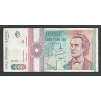 Румыния 1000 лей 1991 года. С точкой. Тип Р-101Aa. Состояние XF-