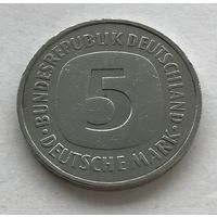 Германия ФРГ 5 марок 1980 (G - Карлсруэ) - нечастый монетный двор!