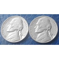 5 центов  1956 Р & D США Джеферсон 2 монеты