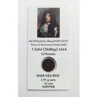 Солид 1664 г. Ян II Казимир Ваза (1648-1668). Литва. В холдере 5х10 см