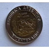 Аргентина 1 песо 2010 год 200 лет Республике Аргентине биметалл развалины крепости Пукара около г. Тилькара