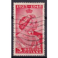 101.BrKS. Великобритания. Колонии. Британская Гвиана. Серебряная свадьба Георга VI и Елизаветы. 1948 г. 3c. Mi.#190.