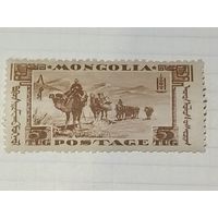Марка Монголии 1932 год караван верблюдов.  Аукцион! 5 тугриков. Революция.