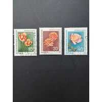 ГДР 1961 Полная серия марок "Интернациональная выставка садоводства (IGA)" (гашение с клеем без наклеек, на марке номинал 20 на задней стороне вверху есть "узкое место") Mi.854-856 каталог 11.00 евро