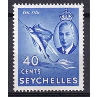 100.BrKSe. Великобритания. Колонии. Сейшельские острова. Георг VI. Местные мотивы. 40C. 1952 г. Mi.#161.*