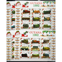 ГАЙАНА 1992  ИГРУШЕЧНЫЕ ПОЕЗДА - ЛОКОМОТИВЫ 4 ЛИСТА  MNH