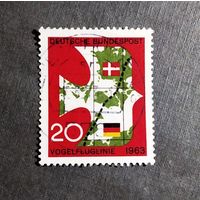 Марка Германия 1963 год Открытие прямой авиалинии в Копенгаген