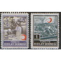 Полная серия из 2 марок 1953г. Турция "Общество Красного Полумесяца" MNH