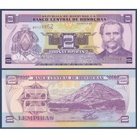 Гондурас, 2 лемпира 2010 г., P-90 (W, президент Марко Аурелио Сото, остров-вулкан Тигре), UNC
