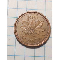 1 цент  Канада 1986  год.