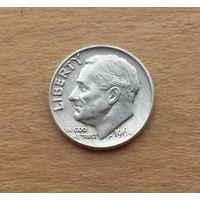 США, дайм (10 центов) 1964 г., D, серебро 0.900