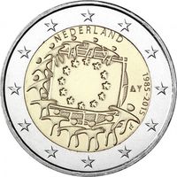 2 евро 2015 Нидерланды 30 лет флагу Европы UNC из ролла