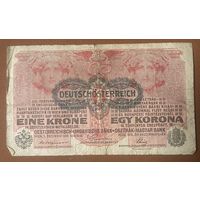 Банкнота 1 крона 1916 год. Австро-Венгрия.