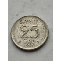 25 эре 1960 года Швеция. Серебро 400. Монета не чищена. 45334