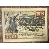 Нотгельд 75 пфеннигов 1921 год. Бад-Зульца. Веймарская республика