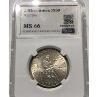 С рубля без мц! 2 шиллинга 1930 Австрия Фогельвейде MS 66