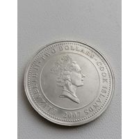 Монета 2 доллара, Елизавета 2, Мотокросс, серебро, торги с Рубля