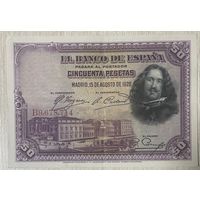 Банкнота. Испания. 50 песет 1928 год.