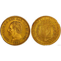 80 лир 1830 г. Карл Феликс. Сардинское королевство (1816 - 1868). Италия. CPRС AU det. Золото. Редкие! КМ# 123.