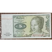 Банкнота 5 марок 1980 год. ФРГ. Портрет венецианской женщины. НЕ БЫЛА В ОБОРОТЕ.