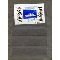 БОЛГАРИЯ, 1985 ОКЕАНОГРАФИЧ. КОНФЕРЕНЦИЯ, почт. блок   гаш