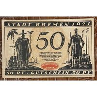 Нотгельд 50 пфеннигов 1921 год. Бремен ,. Веймарская республика