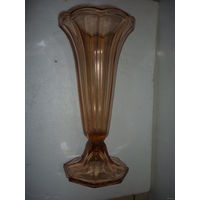 Антикварная Ваза 10-30-ые гг. Ар-Деко Старая Европа Цветное Гранёное Стекло Ручной Работы Большая