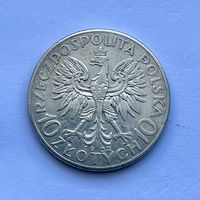 Монета СЕРЕБРО Польша 10 злотых 1932 год Ядвига (знак м.д)