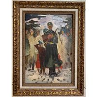 Стельмашонок В.И. "Присяга", 1967г. Картон, масло. Размер 35х23,5 см.