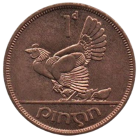 Республика Ирландия. 1 пенни 1966. Фауна. Курица с цыплятами. UNC