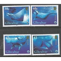 Гибралтар. Манта Рэй-морской дьявол. 2006г. Mi#1150-53. Серия.