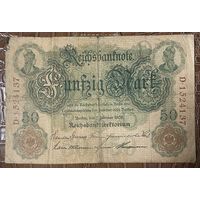 Банкнота 50 марок 1908 год. Германская империя.
