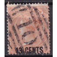 1.BrKM. Великобритания. Колонии. Маврикий. Виктория. Стандарт. Надпечатка нового номинала. 13C. 1878 г. Mi.#46.