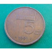 5 центов Нидерланды 1991 г.в.