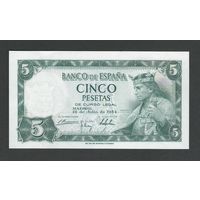 Испания 5 песет 1954 года. Тип P-146. Состояние aUNC