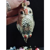 Игрушка ёлочная Сова, стекло. СССР