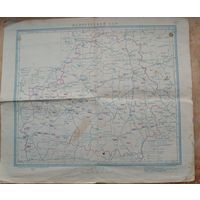 Карта. Белорусская СССР. 1954 г. 1:2 000 000. Размер 35х40 см