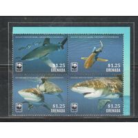 Гренада-2014,(Мих.) ** , Морская фауна, Акулы(полная серия)