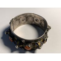Серебряный афганский браслет (Кабул), с кораллами и эмалью