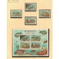 Кирибати-1985 (Мих.451-454,Бл.12) , ** , Морская фауна,Рыбы (полная серия)