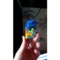 Подвеска с рисунком из полимерной глины, ручная работа