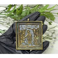 Икона Плашка, Воскресение Христово,Эмаль, 19 век, с рубля!