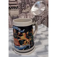 Коллекционная пивная кружка "Хмель и Солод. Бог сохранит их". Ручная работа. Немецкий производитель. Клейма.