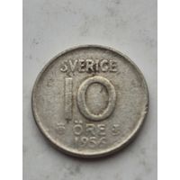 10 эре 1956 года Швеция. Серебро 400. Монета не чищена. 45336