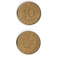 10 пфеннигов Германия 1974 года(F)