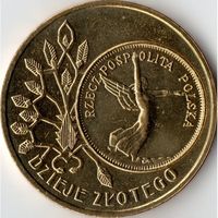 Польша 2 злотых, 2007 История польского злотого - Ника на 5 злотых 1928 года UNC