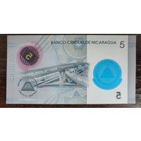 НИКАРАГУА 5 кордоба 2020 P-219a полимер UNC "60-летие Банка Никарагуа"