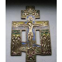 Крест распятие,литьё,бронза,эмаль,223х145 мм,454 грамма.