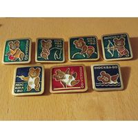 Олимпиада-80 Москва. Олимпийский мишка. Виды спорта. 7 разных знаков одним лотом