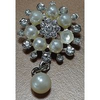 Брошь винтаж с жемчугом. СССР